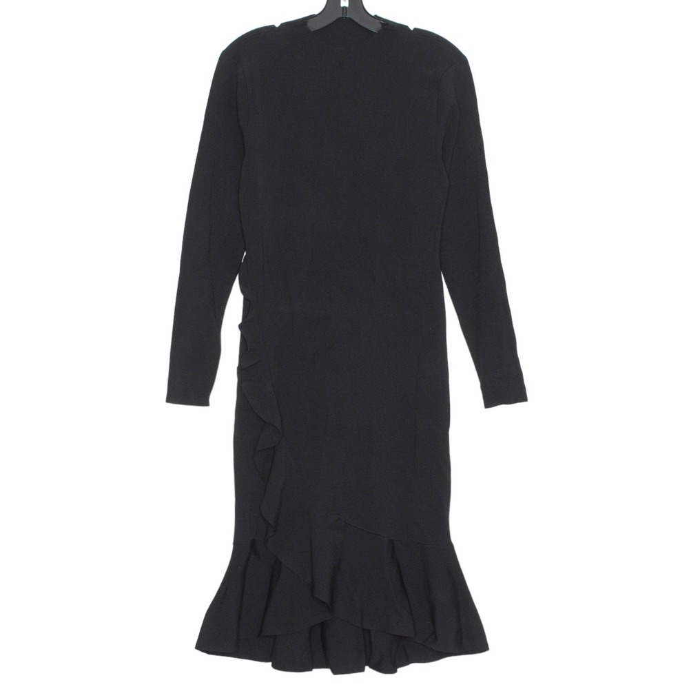 NWT Gianni Bini Dress Ruffle Cocktail Date Night Evening Party Romantic Black L